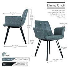 Load image into Gallery viewer, Porthos Home Valo Dining Chairs Set of 2 with Tufted PU Leather Upholstery, Ergonomic Armrests and Elegant Metal Legs
