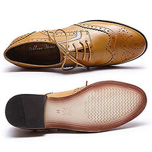 Load image into Gallery viewer, Mona flying Women's Leather Perforated Brogue Wingtip Derby Saddle Oxfords Shoes for Women ladis Girls Brown
