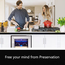 Load image into Gallery viewer, Kalamera Mini Fridge 18 Bottle - 12 inch Wine Cooler Refrigerator, Built-in or Freestanding, with Stainless Steel &amp; Double-Layer Tempered Glass Door, and Temperature Memory Function Wine Fridge
