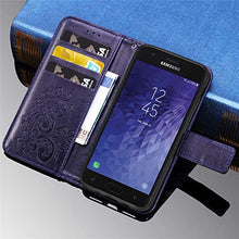 Load image into Gallery viewer, Galaxy J3 2018,J3 Achieve,J3V J3 V 3rd Gen,J3 Star,Amp Prime 3 Case,[Flower Embossed] Leather Wallet Flip Protective Case Cover with Holder and Stand for Samsung Galaxy J3 2018 J337 (Purple)
