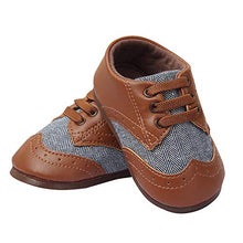Load image into Gallery viewer, Kuner Baby Boys Brown Pu Leather +Canvas Rubber Sole Outdoor First Walkers Shoes (13.5cm(12-18months))
