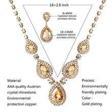 Load image into Gallery viewer, 3 Pack Women Jewelry Set Rhinestone Necklace Bangle Bracelet and Rhinestone Crystal Teardrop Dangle Earrings for Wedding Party
