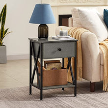 Load image into Gallery viewer, VECELO Nightstands, Grey End Side Table Modern Night Stand Set of 2 with Drawer &amp;Storage Shelf for Bedroom Living Room Office Lounge, 2, Hpry
