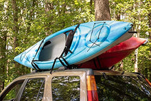 Load image into Gallery viewer, PaddleSports+ Kayak Roof Rack Sets for Cars and SUVs - Two Sets with Straps - Universal Fit Carriers Mount on Crossbars for Easy Travel with Kayaks Canoes Paddleboards and Surfboards

