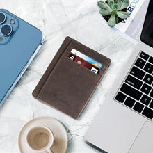 Load image into Gallery viewer, Travelambo Front Pocket Minimalist Leather Slim Wallet RFID Blocking Medium Size(02 CH Coffee
