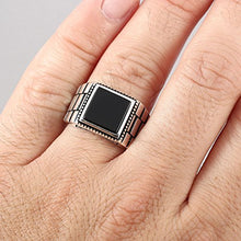 Load image into Gallery viewer, Chimoda Mens Solitaire Silver Rings 925 Sterling Men's Jewelry with Black Onyx Stone (10)
