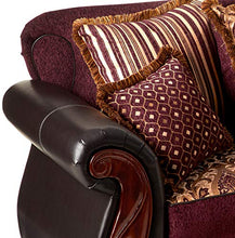Load image into Gallery viewer, Furniture of America Kildred 2-Piece Fabric and Leatherette Sofa Set, Burgundy

