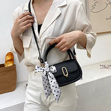 Load image into Gallery viewer, MIAODAM Women'S Fashion One-Shoulder Messenger Bag, Portable Small Square Bag With Silk Scarf, Gift For Girl (Black)
