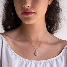 Load image into Gallery viewer, 925 Sterling Silver Rose Quartz Necklace - Dainty 12mm Round Shiny Light Pink Rose Quartz, Real Natural Gemstone Pendant, Delicate Ornamented Handmade Vintage Statement Jewelry for Classy Women
