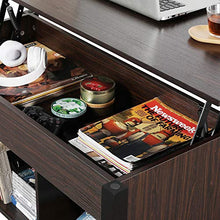 Load image into Gallery viewer, YAHEETECH Lift Top Coffee Table with Hidden Storage Compartment &amp; Shelf, Lift Tabletop Dining Table for Living Room, 19.2-24.6in H
