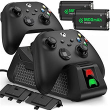 Load image into Gallery viewer, Controller Charger Station for Xbox with 2x1800mAh Rechargeable Battery Packs for Xbox Series X/S|Xbox One/X/S/Elite Controller, Fast Charging Dock Station for Xbox 1 Controller with 4 Battery Covers
