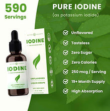 Load image into Gallery viewer, Iodine Drops (1-2 Year Supply) Vegan Liquid Iodine Supplement Solution - Supports Thyroid Health, Hormones &amp; Weight - Tasteless, Higher Absorption Than Tablets - Iodine Tincture 590 Servings
