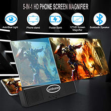 Load image into Gallery viewer, Phone Screen Amplifier with Bluetooth Speaker Anti-Blue Light 3D HD Cell Phone Screen Magnifier Projector with Foldable and Adjustable Stands Compatible with iPhone and Android All Smartphones- Black
