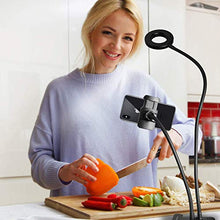 Load image into Gallery viewer, UBeesize Selfie Ring Light with Cell Phone Holder Stand for Live Stream/Makeup, LED Camera Lighting [3-Light Mode] [10-Level Brightness] with Flexible Arms Compatible with iPhone 8 7 6 Plus X Android
