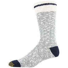 Load image into Gallery viewer, Gold Toe Men's Lodge Sustainable Crew Socks, 2 Pairs, Marble Green, Navy Marl, Shoe Size: 6-12.5

