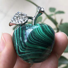 Load image into Gallery viewer, faovramulet Synthetic Green Malachite Stone Carved Appple Figurine Sculpture Statue Healing Crystal Home Ornament Decoration 1.3" Tall

