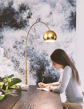 Load image into Gallery viewer, Brightech Olivia - Over The Couch Arc Floor Lamp with Globe Shade, Matches Your Living Room Decor - Standing Light for Bedroom, Office - Tall Gold aka Brass Lighting
