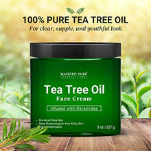 Load image into Gallery viewer, Tea Tree Oil Face Cream by Majestic Pure - Therapeutic Grade, Acne Scar Remover and Pimple Cream, Infused with Ceramides, Fights Acne and Soothes Acne Scars, Face Moisturizer, 8 oz
