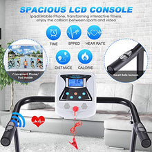 Load image into Gallery viewer, ANCHEER Folding Treadmill, Electric Running Machine with LCD Monitor Motorized,Pulse Grip and Safety Key,Portable Fitness Treadmill for Home/Office Use,US Stock (Black)
