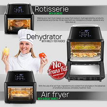 Load image into Gallery viewer, NutriChef PKAIRFR96 1800W High Power Air Fryer Plus Food Dehydrator And Rotisserie Oven Combo-17+ Quart, (L x W x H): 11.8’’ x 9.8’’ x 7.5’’, Black
