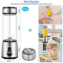 Load image into Gallery viewer, Smoothie Blender Cup,LINBO Portable Blender Juicer Cup, Multifunctional Small Blender for Shakes and Smoothies,Usb Rechargeable, Stainless Steel, Borosilicate Glass

