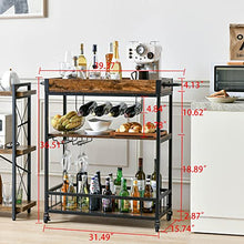 Load image into Gallery viewer, Bar Carts for The Home, Mini Home Bar with Wheels, Industrial Mobile Wine Trolley with Wine Rack and Glass Holder, for Outdoor/Living/Kitchen
