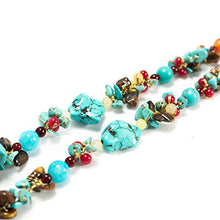 Load image into Gallery viewer, Blue Turquoise Tiger Eye and Multi Gemstone Clustered Quartz Beaded Silk Thread Necklace 20-22"
