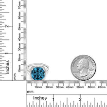 Load image into Gallery viewer, Gem Stone King 10K White Gold London Blue Topaz and White Created Sapphire Women's Ring (8.54 Cttw, Cushion 12MM, Gemstone Birthstone, Available In Size 5,6,7,8,9)
