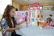 Load image into Gallery viewer, Barbie Dollhouse with 2 Levels &amp; 4 Play Areas, Fully Furnished House with Pet Puppy &amp; Accessories, Gift for Kids 3 Years Old and Up
