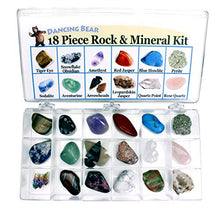 Load image into Gallery viewer, Rock and Mineral Educational Collection &amp; Deluxe Collection Box -18 Pieces with Description Sheet and Educational Information. Limited Edition, Geology Gem Kit for Kids with Display Case, Dancing Bear

