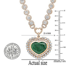 Load image into Gallery viewer, Dazzlingrock Collection Heart Colombian Emerald &amp; Round White Diamond Ladies Halo Style Necklace, 18K Rose Gold

