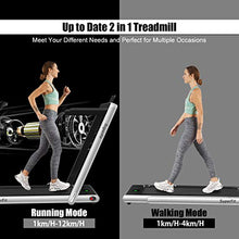 Load image into Gallery viewer, Goplus 2 in 1 Folding Treadmill, 2.25HP Under Desk Electric Treadmill, Installation-Free, with Bluetooth Speaker, Remote Control and LED Display, Walking Jogging Machine for Home/Office Use (Silver)

