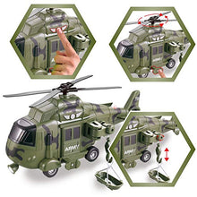 Load image into Gallery viewer, JOYIN 2 Pack Friction Powered Realistic Military Vehicle Car Set Including Convertible Military Truck, Helicopter, Army Men Action Figures and Accessories, Lights and Sounds Sirens
