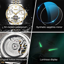 Load image into Gallery viewer, Men's Automatic Watch Skeleton Tourbillon Stainless Steel Mechanical Watch Waterproof Luminous with Date Sapphire Crystal

