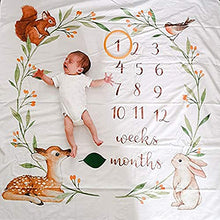 Load image into Gallery viewer, Baby Monthly Milestone Blanket Woodland - Baby Girl Gifts &amp; Baby Boy Gifts - Watch Me Grow Woodland Nursery Décor - European Design - Gender Neutral for Newborn Girl &amp; Boy
