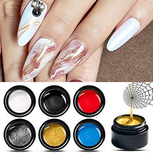 Load image into Gallery viewer, Painting Elastic Drawing Spider Gel 6 Colors Soak off UV LED Gel Polish, Drawing Nail Gel for Line, DIY Nail Art Manicure with Brushes
