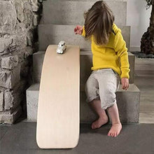 Load image into Gallery viewer, Wooden Wobble Balance Board, Gentle Monster 35 Inch Rocker Board Natural Wood, Kids Toddler Open Ended Learning Toy , Yoga Curvy Board for Classroom &amp; Office Adult
