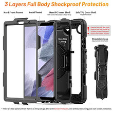 Load image into Gallery viewer, HXCASEAC Samsung Galaxy Tab A7 Lite Case 2021 with Screen Protector Pencil Holder, Heavy Duty Shockproof Cover, 360 Rotating Stand &amp; Hand Strap for Tab A7 Lite 8.7 Inch Case SM-T220/T225/T227, Black
