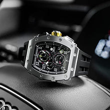 Load image into Gallery viewer, TSAR BOMBA Watch for Men, Luxury Square Watch Japan Quartz Movement Sapphire Glass Mens Watches with Chronograph 50M Waterproof Luminous Calendar Men's Wrist Watches
