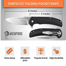 Load image into Gallery viewer, NedFoss Folding Pocket Knife with Durable G10 Handle, Survival Knife SpeedSafe Assisted Opening with Flipper, Premium Stainless Steel Blade, Pocket Clip for Outdoor, Camping and Hiking (Black Shark)
