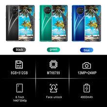 Load image into Gallery viewer, Mobile Phone, Mate36 Android 10.0, 6.7-inch Water Drop Full Screen, Unlocked 5G Smartphone SIM Free Calls, 4800mAh Large Battery Fast Charging, 13MP+24MP Dual Camera, 8GB+512GB, Fingerprint, Face ID
