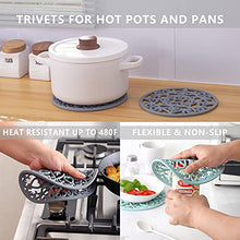 Load image into Gallery viewer, Domonic Home Oven Mitts and Pot Holders Sets, Silicone Oven Mitts Heat Resistant 600F, Soft Lining Good Grip Oven Mitts Sets, Oven Gloves and Silicone Trivet 4-Piece Set,Grey-A
