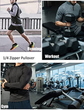 Load image into Gallery viewer, Athletic Shirts for Men 1/4 Zipper Pullover Fleece Lined Shirts Quarter Zip Pullover Workout Gym Quick Dry Shirts Performance Tops Running Shirts Khaki
