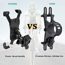 Load image into Gallery viewer, Bike Mount, Universal Bicycle Phone Holder, Adjustable Silicone Handlebar Mount Compatible with iPhone 11 Pro Max/8/7/6 Plus, Samsung S9/S8 Plus 4.5"-6.0", Ideal for Mountain Bikes and Motorcycle
