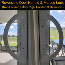 Load image into Gallery viewer, Patio Door Handle Set + Mortise Lock 45° Perfect Replacement for Sliding Glass Door Fits 3-15/16” Screw Hole Spacing, Non-keyed with Mortise Latch Locks,White Diecast,Reversible Design(Non-Handed)
