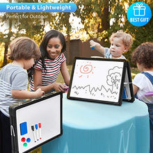 Load image into Gallery viewer, Small Dry Erase White Board, ARCOBIS 12"X16" Portable Magnetic White Board Double-Sided Desktop Foldable Whiteboard Easel for Students Classroom Home Office, Black
