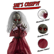 Load image into Gallery viewer, Best Choice Products Haunted Holly Animated Roaming Doll Halloween Decoration Prop Display w/Poseable Arms, Light-Up Eyes, Sounds, Phrases, Activated by Motion, Sound, or Vibration
