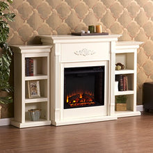 Load image into Gallery viewer, SEI Furniture Tennyson Electric Bookcases Fireplace, Ivory
