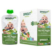 Load image into Gallery viewer, CoComelon Sprout Organic Baby Food, Toddler Pouches, Yes, Yes, Veggie, Fruits, Grains, 3.5 Oz Purees (Pack of 12)
