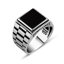 Load image into Gallery viewer, Chimoda Mens Solitaire Silver Rings 925 Sterling Men's Jewelry with Black Onyx Stone (10)
